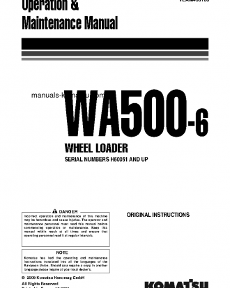 WA500-6(DEU) S/N H60051-UP Operation manual (English)