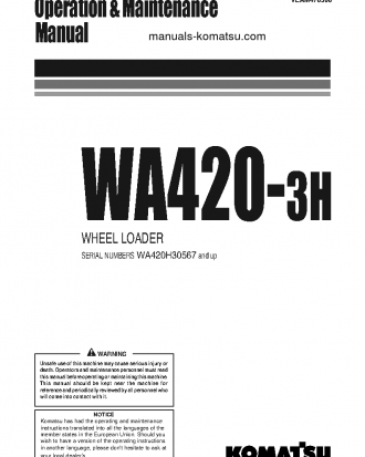 WA420-3(DEU)-H S/N H30567-UP Operation manual (English)