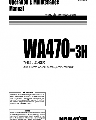 WA470-3(DEU)-H S/N H20669-H20941 Operation manual (English)