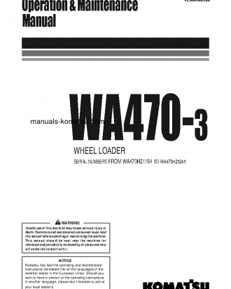 WA470-3(DEU)-H S/N H21164-H21241 Operation manual (English)