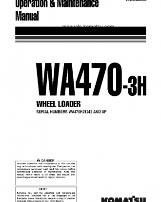 WA470-3(DEU)-H S/N H21242-UP Operation manual (English)