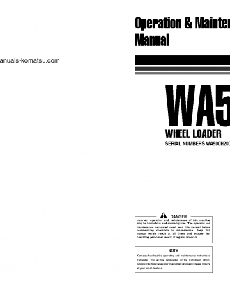 WA500-3(DEU) S/N H20313-H30322 Operation manual (English)