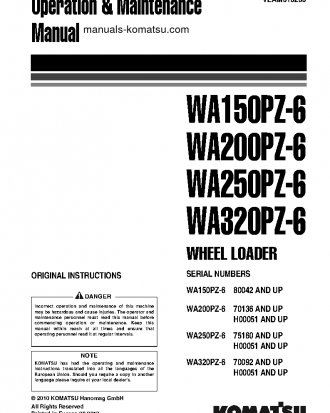 WA320PZ-6(DEU) S/N 70092-UP Operation manual (English)