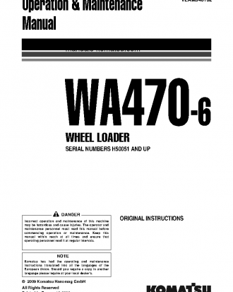 WA470-6(DEU) S/N H50051-UP Operation manual (English)