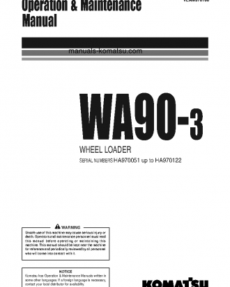 WA90-3(DEU)-H S/N HA970051-HA970122 Operation manual (English)