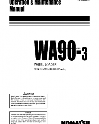 WA90-3(DEU)-H S/N HA970051-HA970238 Operation manual (English)