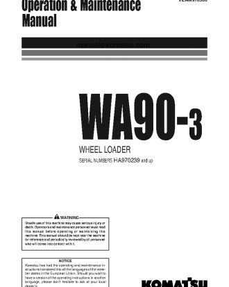 WA90-3(DEU)-H S/N HA970239-UP Operation manual (English)