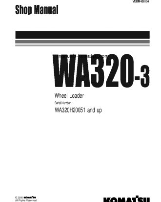 WA320-3(DEU) S/N WA320H20051-UP Shop (repair) manual (English)