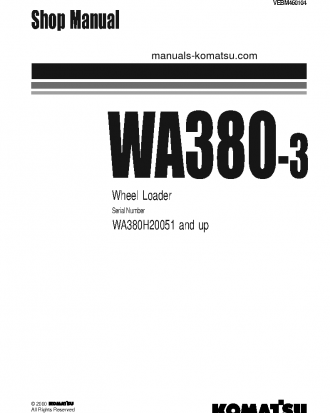 WA380-3(DEU) S/N WA380H20051-UP Shop (repair) manual (English)