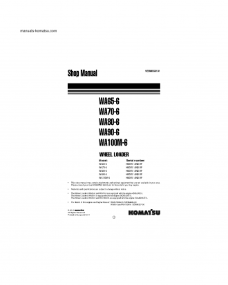 WA100M-6(DEU) S/N H60051-UP Shop (repair) manual (English)