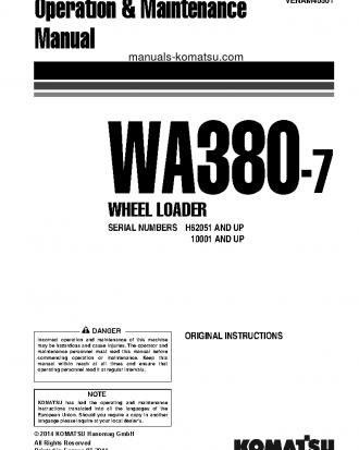 WA380-7(DEU) S/N 10001-UP Operation manual (English)