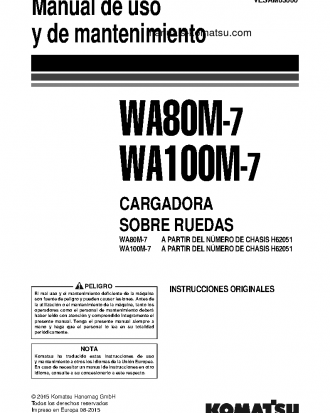 WA100M-7(DEU) S/N H62051-AND UP Operation manual (Spanish)