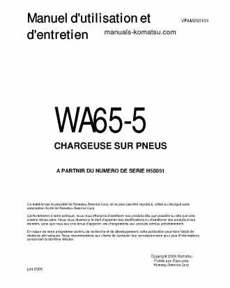 WA65-5(DEU) S/N H50051-UP Operation manual (French)