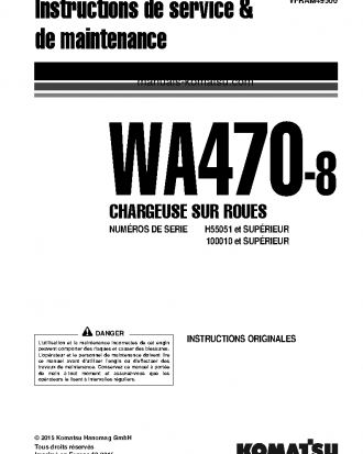 WA470-8(DEU) S/N H55051-UP Operation manual (French)
