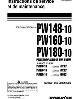 PW160-10(DEU) S/N H62051-UP Operation manual (French)