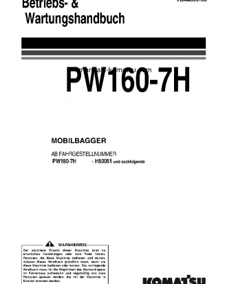 PW160-7(DEU) S/N H50051-UP Operation manual (German)