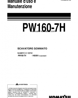 PW160-7(DEU) S/N H50051-UP Operation manual (Italian)