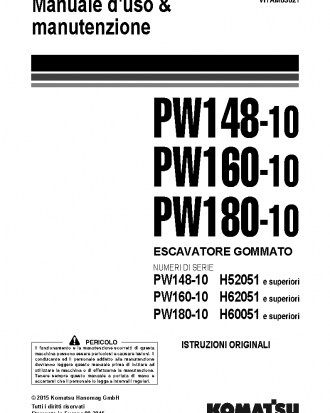 PW160-10(DEU) S/N H62051-UP Operation manual (Italian)