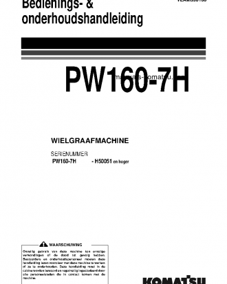PW160-7(DEU) S/N H50051-UP Operation manual (Dutch)