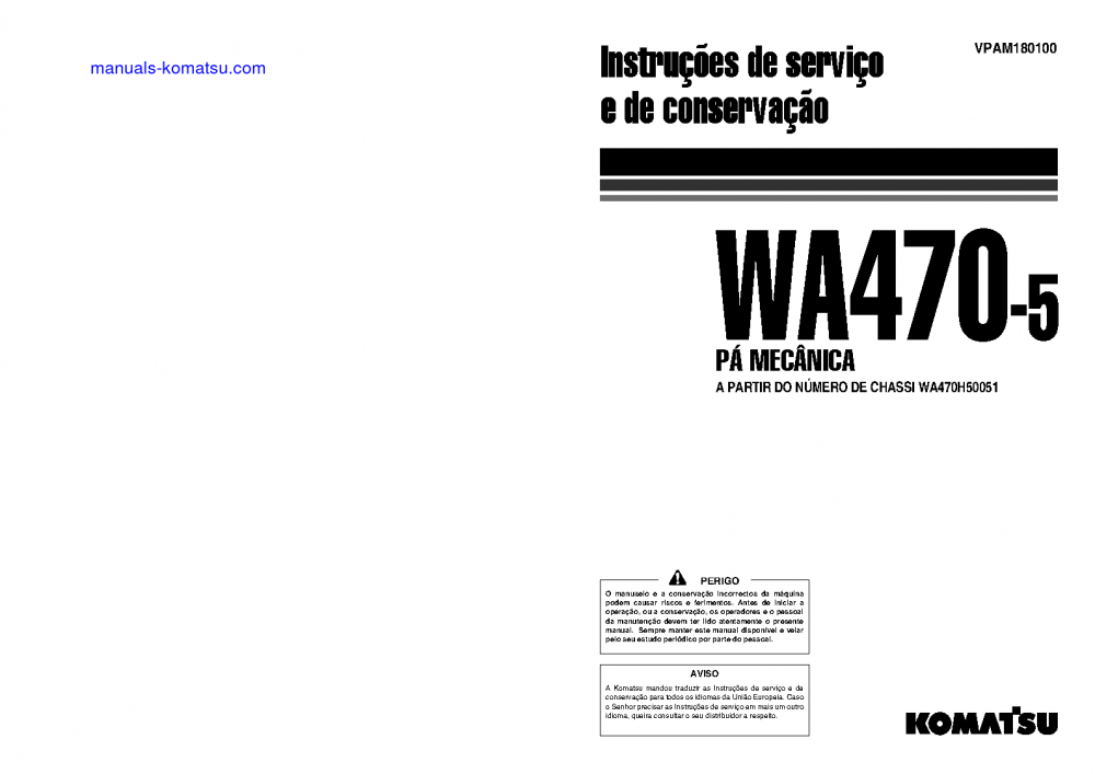 WA470-5(DEU)-H S/N H50051-UP Operation manual (Portuguese)