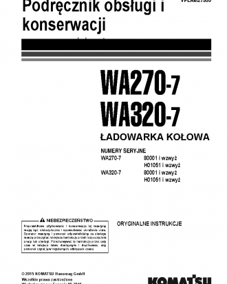 WA320-7(DEU) S/N H01051-UP Operation manual (Polish)