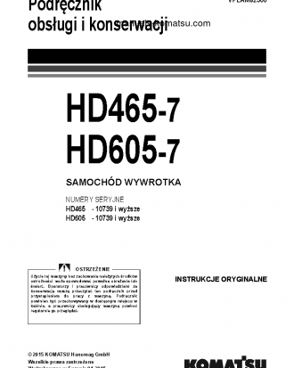 HD465-7(DEU)-TIER3 S/N 10739-UP Operation manual (Polish)