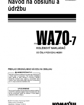 WA70-7(DEU) S/N H62051-UP Operation manual (Slovak)
