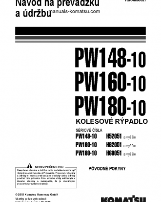 PW148-10(DEU) S/N H52051-UP Operation manual (Slovak)