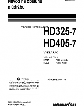 HD405-7(DEU) S/N 7611-UP Operation manual (Slovak)