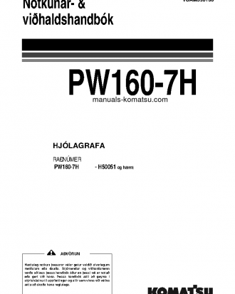 PW160-7(DEU) S/N H50051-UP Operation manual (Icelandic)