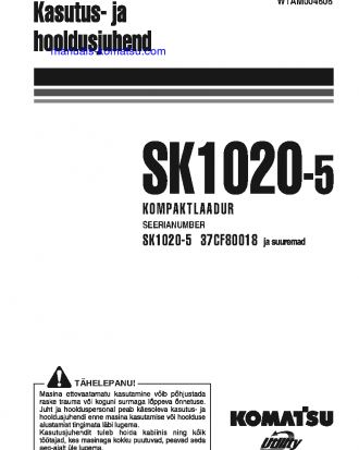 SK1020-5(ITA) S/N 37CF80018-UP Operation manual (Estonian)