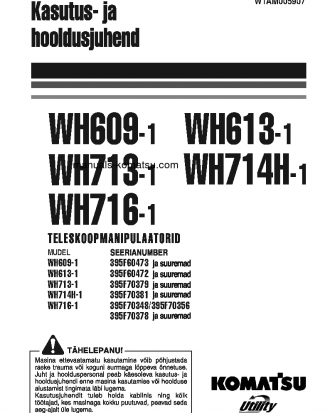 WH716-1(ITA) S/N 395F70378-UP Operation manual (Estonian)