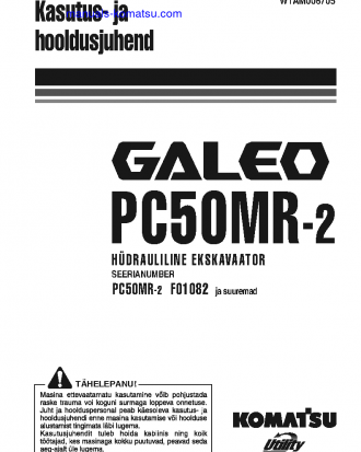 PC50MR-2(ITA) S/N F01082-UP Operation manual (Estonian)