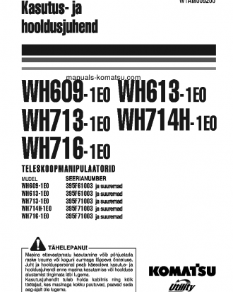 WH613-1(ITA)-TIER 3 S/N 395F61003-UP Operation manual (Estonian)