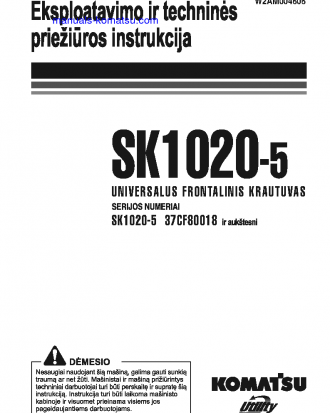 SK1020-5(ITA) S/N 37CF80018-UP Operation manual (Lithuanian)