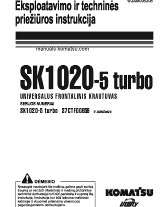 SK1020-5(ITA)-TURBO S/N 37CTF00655-UP Operation manual (Lithuanian)