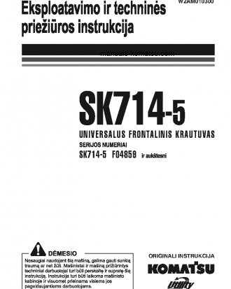 SK714-5(ITA)-/ S/N F04859-UP Operation manual (Lithuanian)