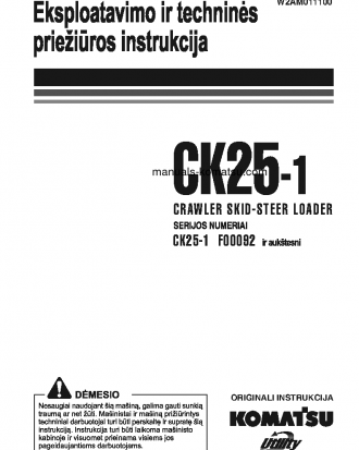 CK25-1(ITA) S/N F00092-UP Operation manual (Lithuanian)