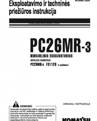 PC26MR-3(ITA) S/N F31129-UP Operation manual (Lithuanian)
