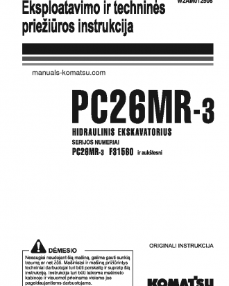 PC26MR-3(ITA) S/N F31560-UP Operation manual (Lithuanian)
