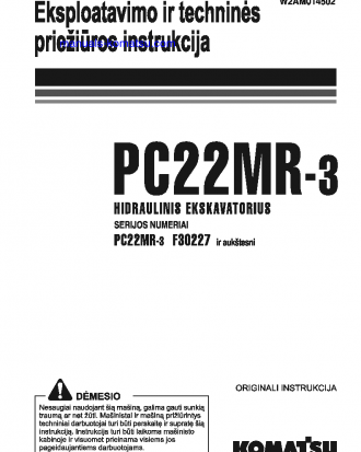 PC22MR-3(ITA) S/N F30227-UP Operation manual (Lithuanian)