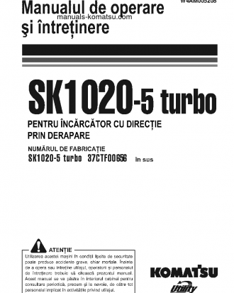 SK1020-5(ITA)-TURBO S/N 37CTF00655-UP Operation manual (Romanian)