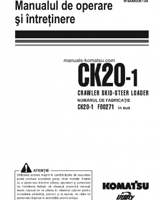 CK20-1(ITA) S/N F00271-UP Operation manual (Romanian)