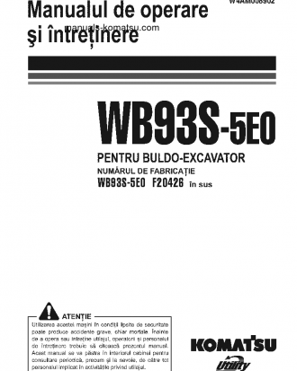 WB93S-5(ITA)-TIER 3 S/N F20426-UP Operation manual (Romanian)