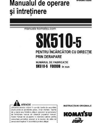 SK510-5(ITA) S/N F00936-UP Operation manual (Romanian)