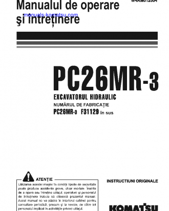 PC26MR-3(ITA) S/N F31129-UP Operation manual (Romanian)