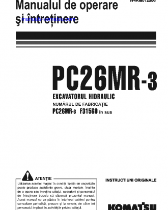 PC26MR-3(ITA) S/N F31560-UP Operation manual (Romanian)