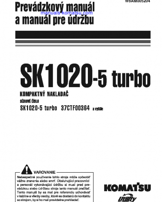 SK1020-5(ITA)-TURBO S/N 37CTF00364-37CTF00431 Operation manual (Slovak)