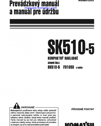 SK510-5(ITA) S/N F01050-UP Operation manual (Slovak)