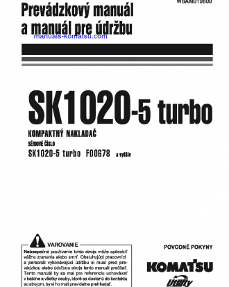 SK1020-5(ITA)-TURBO S/N F00678-UP Operation manual (Slovak)